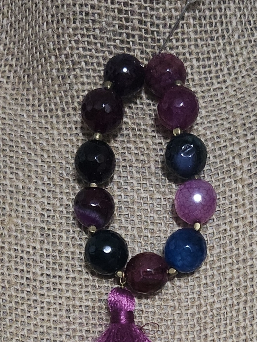 Artisan, Handmade Purple Bead Tassel Bracelet - Weighty
